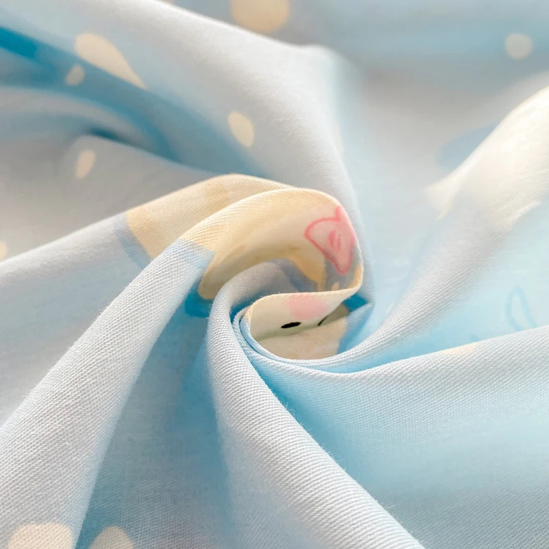 All Season Comfort 100% Cotton Flat Sheet , Soft Breathable Cute Cartoon Print Top Sheet, Wrinkle Resistant Fade Resistant