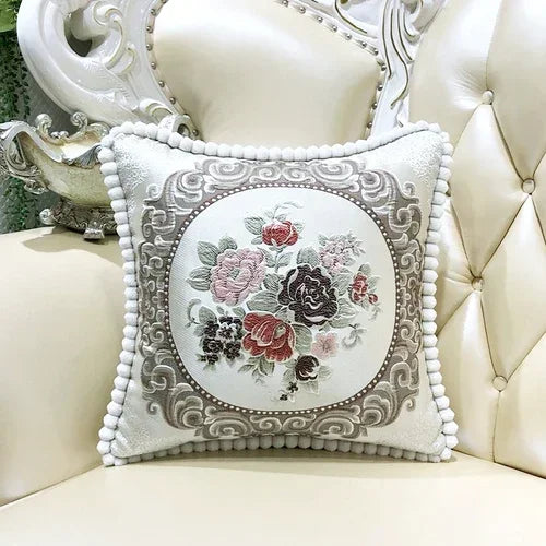 2pcs European Flower Throw Pillow Cover Waist Luxury Sofa Pillowcase Bedhead Backrest Anti Scratch Living Room Cushion Covers