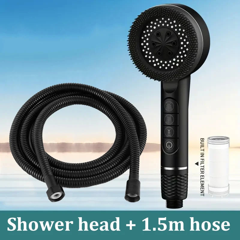 Four-speed Adjustment Shower Booster Shower Head Bathroom Household Water Heater Bath Handheld Shower Head Bracket Set