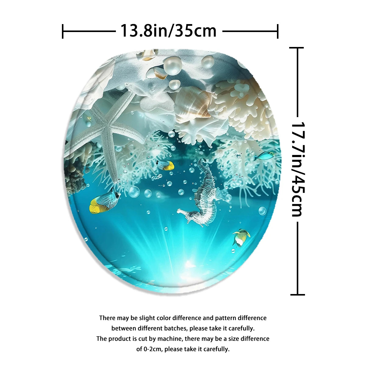 4Pcs Ocean Life Shower Curtain Set with Hooks, Underwater Seahorse Coral Print Waterproof Mildew Resistant Fabric Bath Mat for Family Bathroom Home Decor