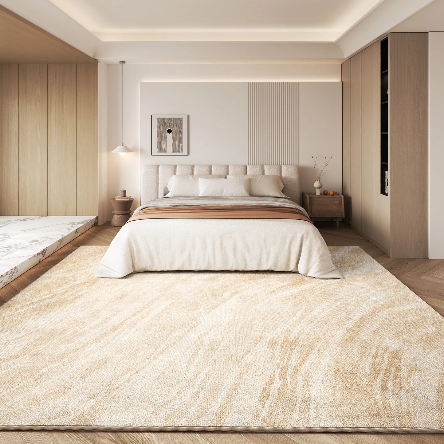 Cream Style Bedroom Decor Plush Carpet Thick Anti-slip Lounge Floor Mat Large Area Carpets for Living Room Fluffy Soft Study Rug