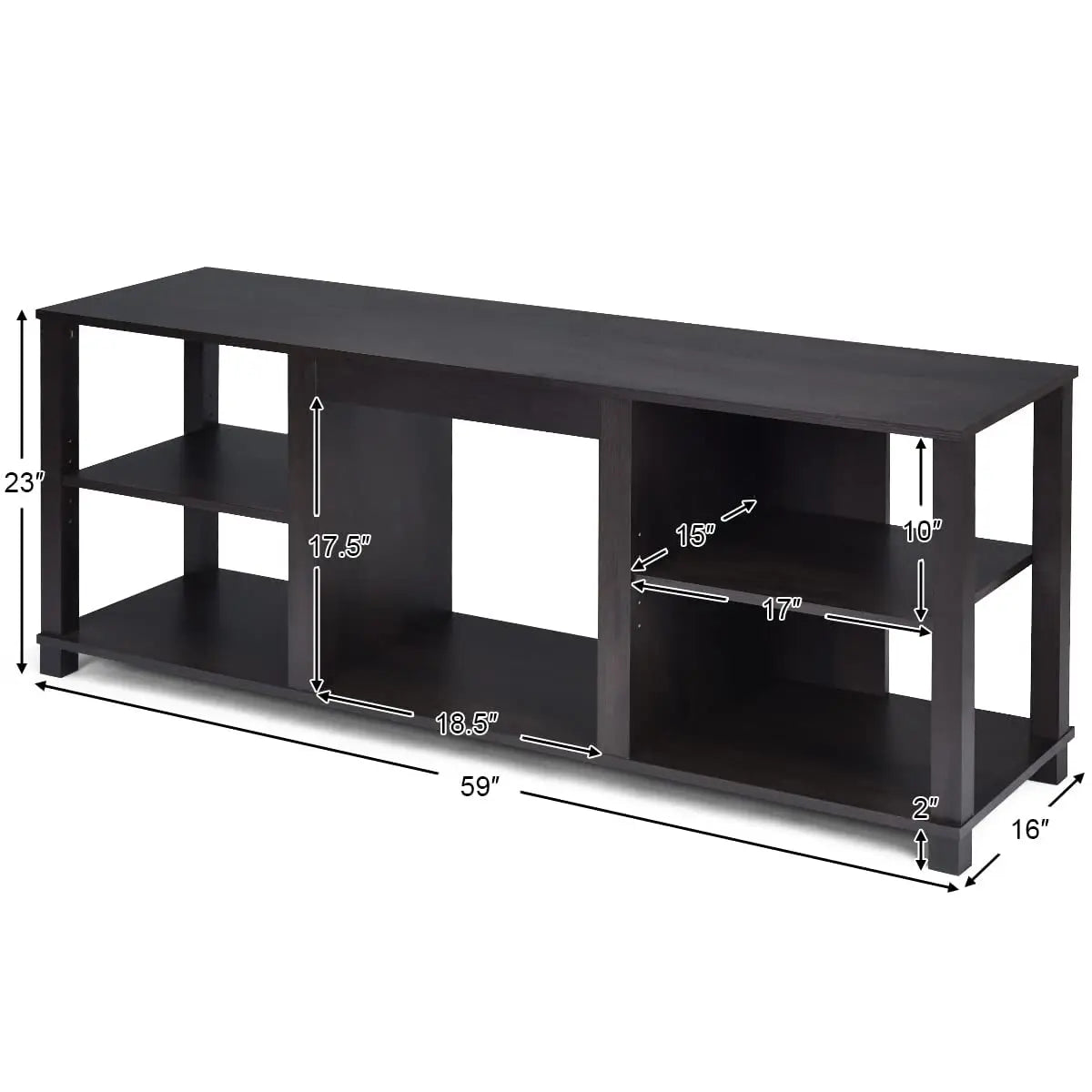 3-Tier TV Stand Storage Wood Entertainment Center 65 Inch Console 18" 1400W Electric Fireplace, Customized