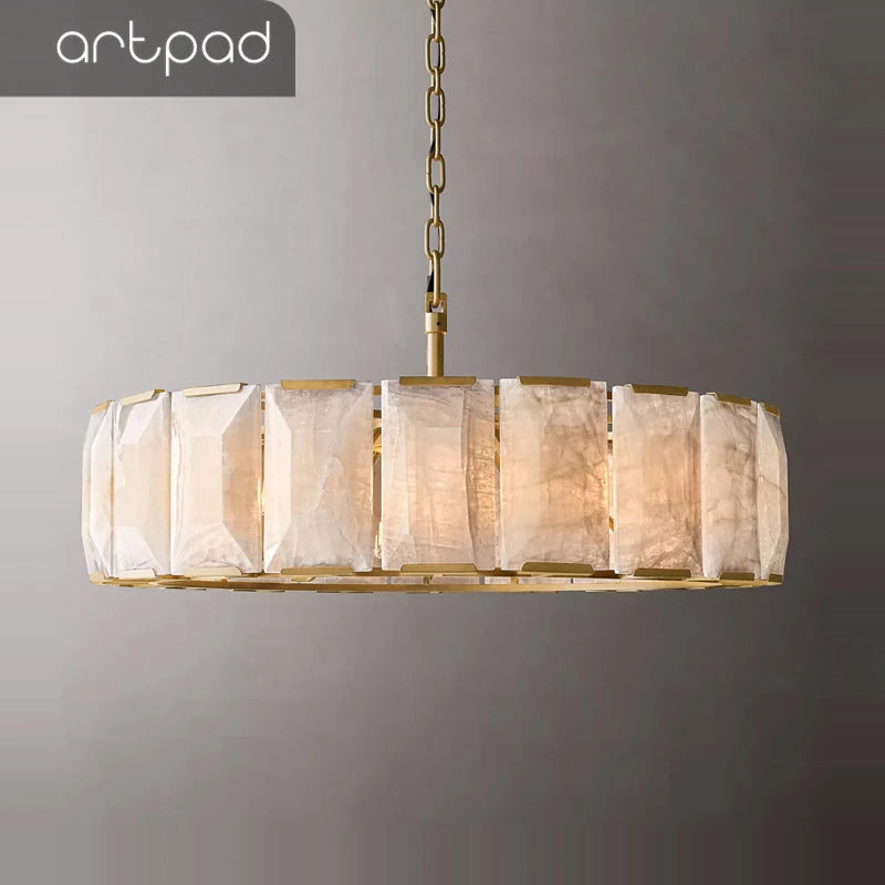 American Alabaster Pendant Chandelier Light for Living Room Dining Room Lustre Suspension Luminaire Lamp For Kitchen Island