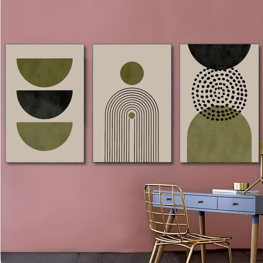 Canvas Painting Abstract  Artwork for Home & Office Decor- Boho Print Modern Mid- Century Style Geometric Line Art Gift Poster