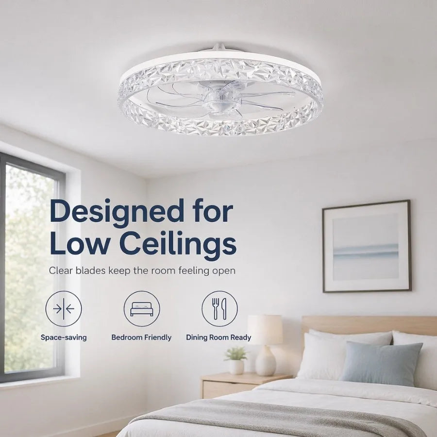 Modern Ceiling Fan With Light Remote Control Dimmable 6 Speeds DC Motor Low Noise LED Ceiling Fans Lamp For Living Room Bedroom
