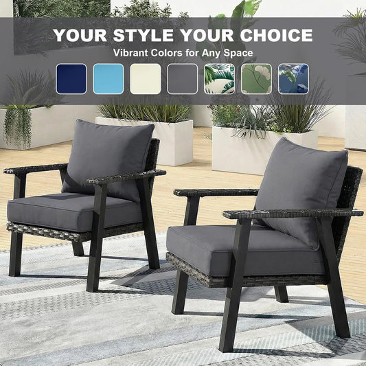 Outdoor Chair Cushions, 60*60*10CM Outdoor Cushion for Patio Furniture, Patio Chair Cushion, Waterproof & Fade Resistant Deep Patio Furniture Cushions Set with Handle and Ties