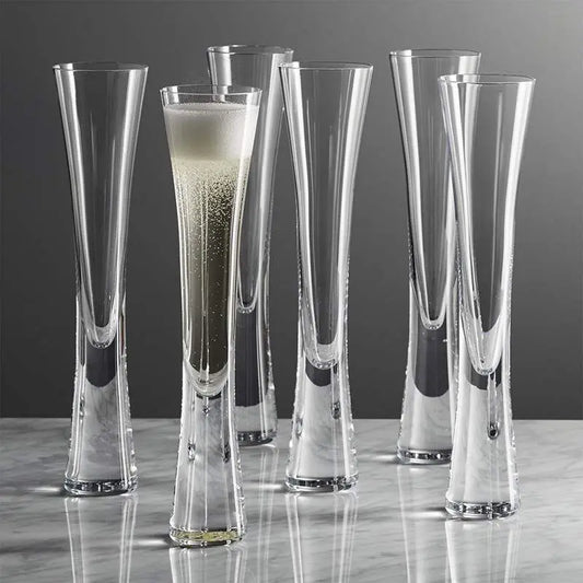 Hourglass Shape Glass Cup Tall Elegant Champagne Flute for Juice Beer Cocktail Home Bar Party Wedding