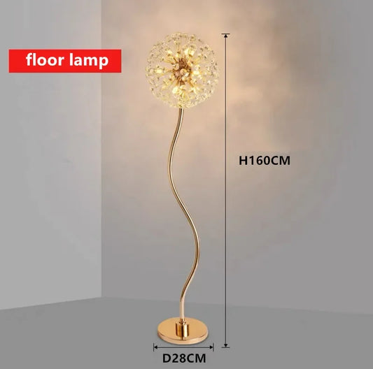 Nordic Floor Lamp LED Crystal Desk Lamp Living Room Bedroom Salon Indoor Lighting Sunshine Art Deco Luminous Stand Light