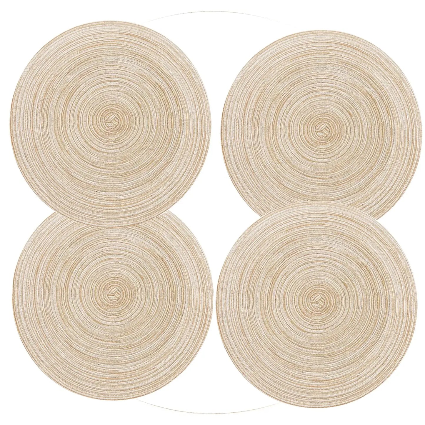 Round Braided Placemats Set of 4 Place mats for Dining Tables Woven Heat Resistant Table Mats