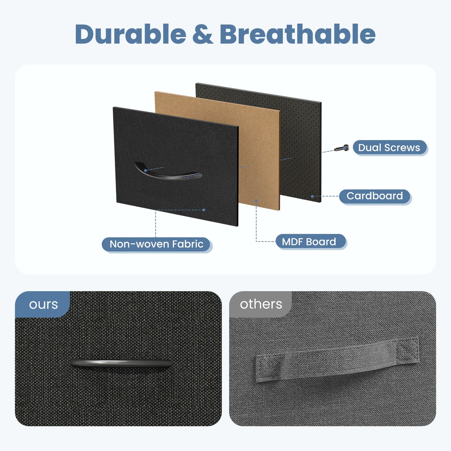 JHK 8 Fabric Drawers Dresser for Living Room Storage Tower with Wood Top and Mental Frame Wide Fabric Dresser for Closet Storage Unit for Entryway