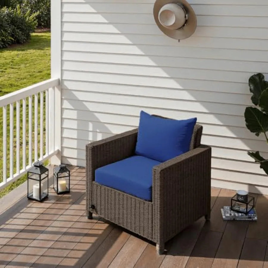 Outdoor Seat Cushion Set 4, Waterproof and Fade Resistant Patio Furniture Cushions with Removable Cover and Ties, Thick Deep Seat
