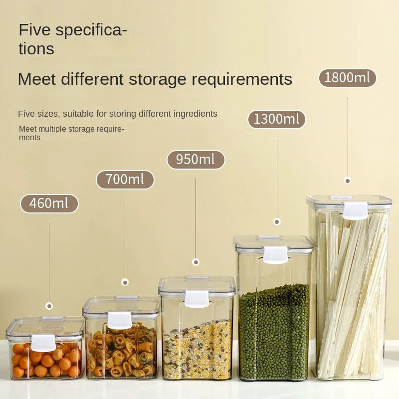Large Capacity Sealed Jars Transparent Waterproof Kitchen Storage for Candy Dried Grains with Lid Fridge Airtight Storage Tank