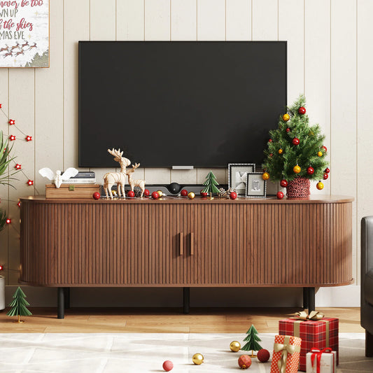 69" TV Stand w/ Power Outlet for TVs up to 80", Entertainment Center w/ Storage & Drawer, TV w/ Adjustable Shelves