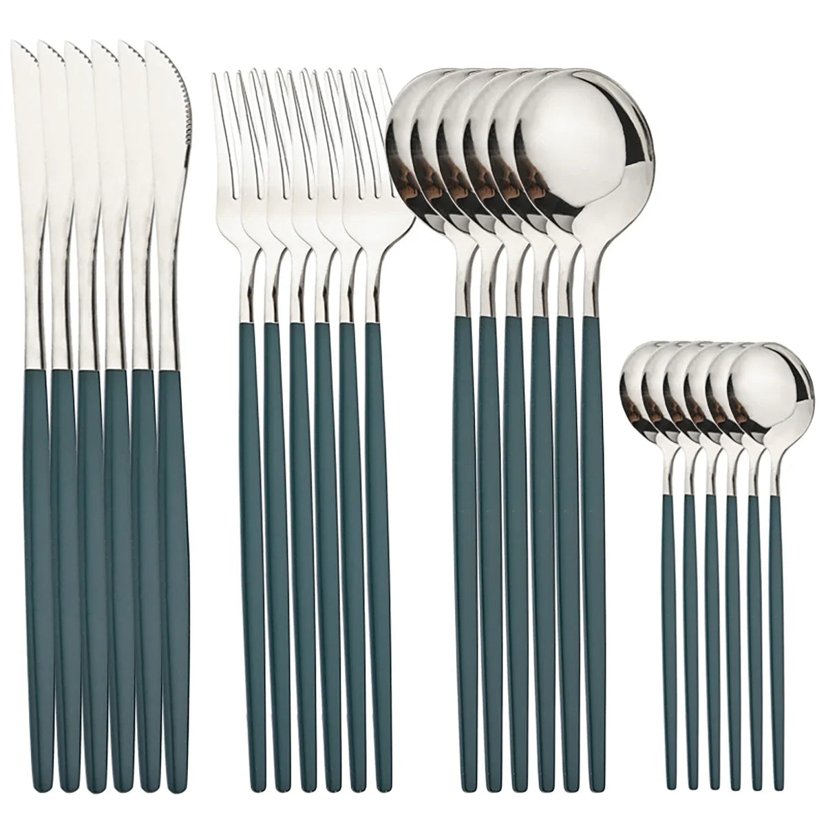 24Pcs Tableware Sets Stainless Steel Cutlery Spoon Fork Knife Mirror Dinnerware Kitchen Western Silverware Gift Box Set Flatware