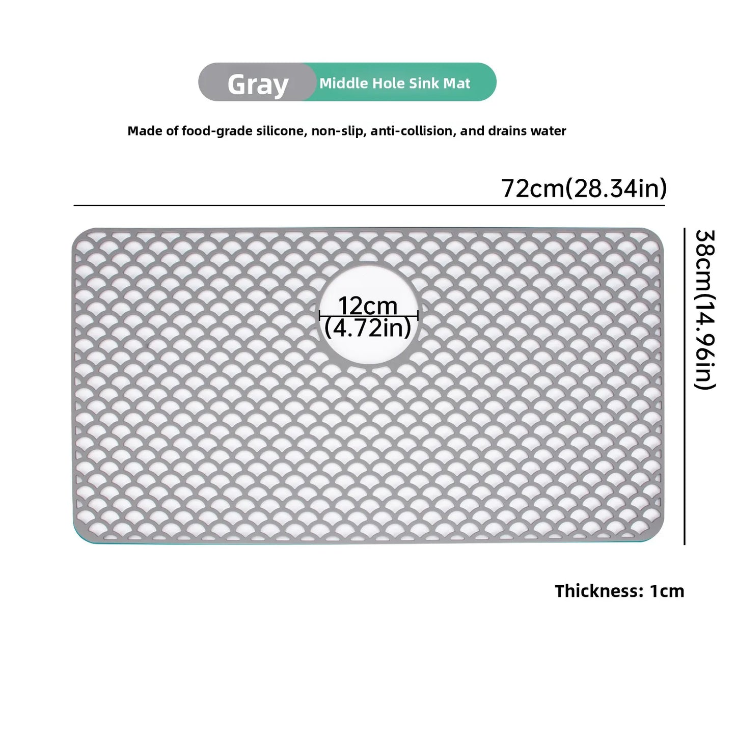 Kitchen Sink Silicone Mat Anti-Scratch Honeycomb Pad Dishwashing Basin Hollow Bottom Draining Pad Non-Slip Sink Mat