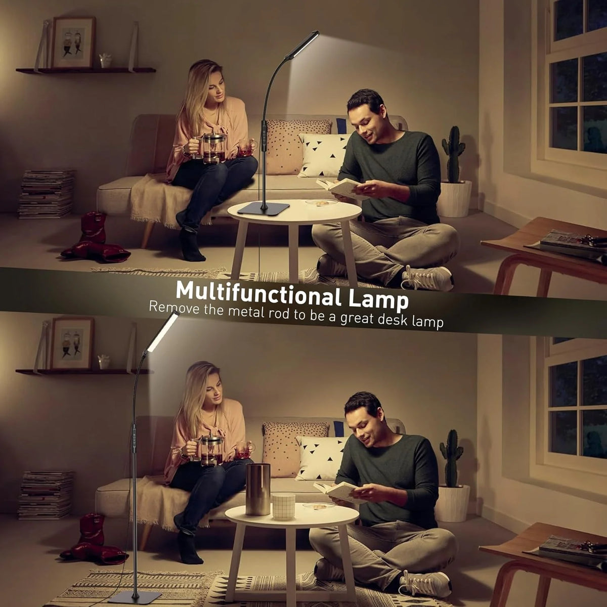 Living Room LED Floor Lamp 108 LEDs Standing Lamp  3 Color Mode Light Warm White 360°Adjustable Lights Flexible Gooseneck Dimmable USB Powered for BedRoom Reading Office