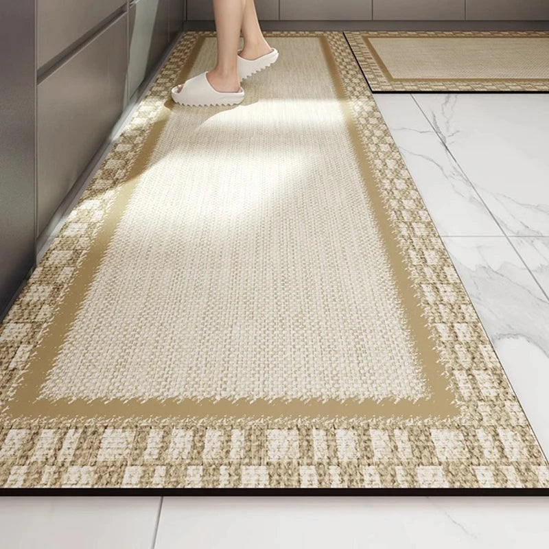 Kitchen Floor Mat Waterproof Oil-proof Carpet Pvc Leather Non-slip Foot Mats Long Rug Grey Minimalism Style Home Decoration Rugs