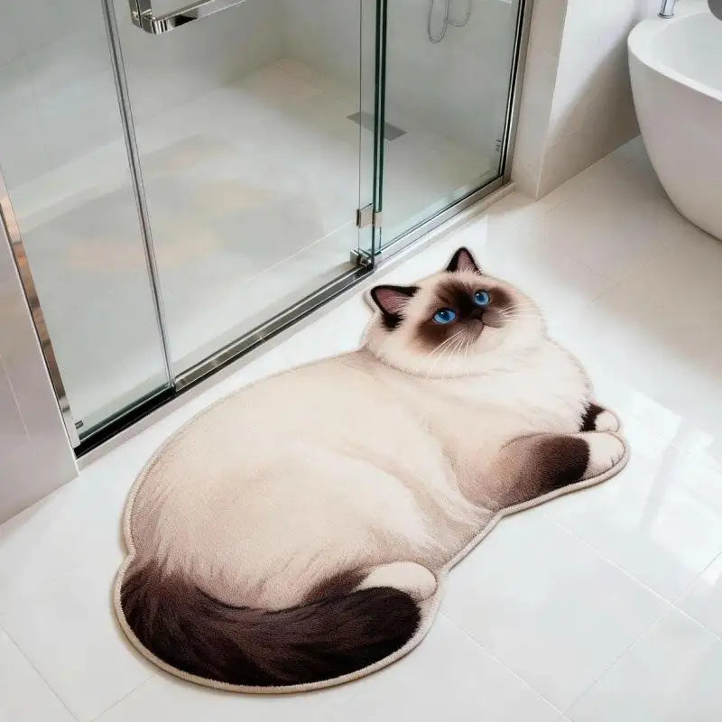 High Absorption Non Slip Cat Design Bath Mat in Diatomite for Quick Drying