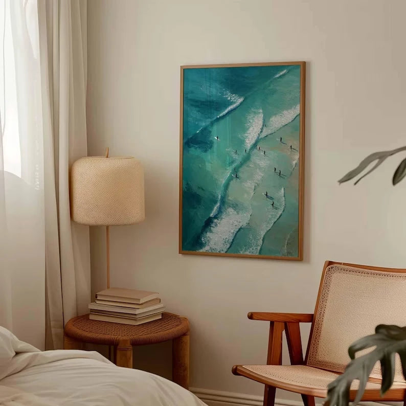 Modern Blue Surfing Summer Ocean  Wall Art Print Canvas Painting Poster Picture For Living Room,Bedroom Home Decor