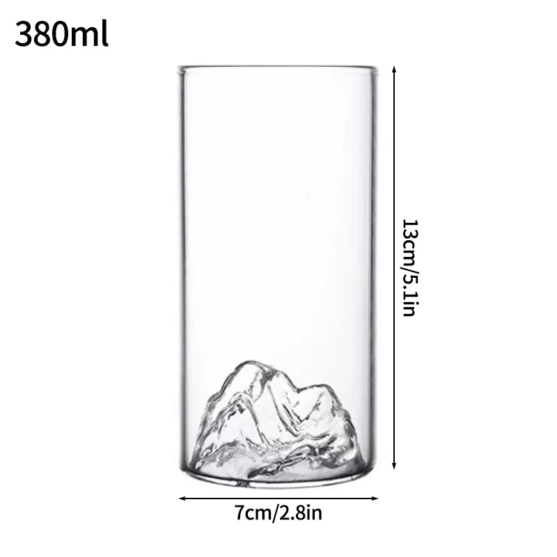 1/2pcs Glass Cup Mountain Whiskey Glass Transparent Beer Water Cup Milk Coffee Mug Tea Juice Drink Cup Bar Kitchen Drinkware