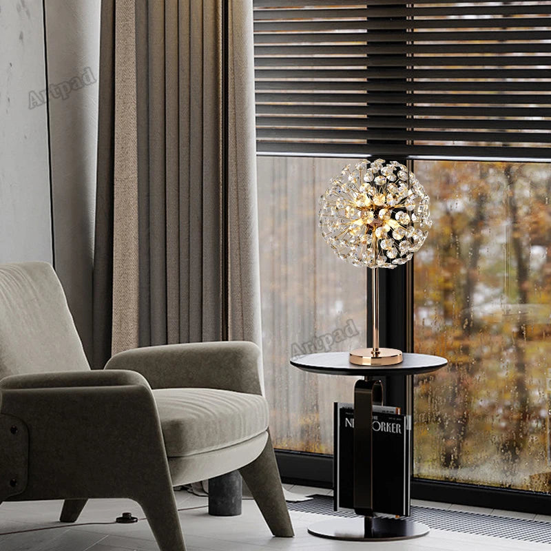 Nordic Floor Lamp LED Crystal Desk Lamp Living Room Bedroom Salon Indoor Lighting Sunshine Art Deco Luminous Stand Light