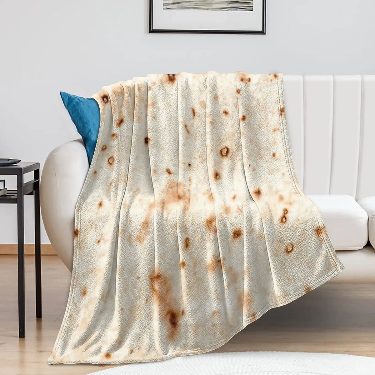 1pc Soft and Warm Mexican Tortilla Print Flannel Blanket for Couch, Sofa, Office, Bed, Camping, and Traveling