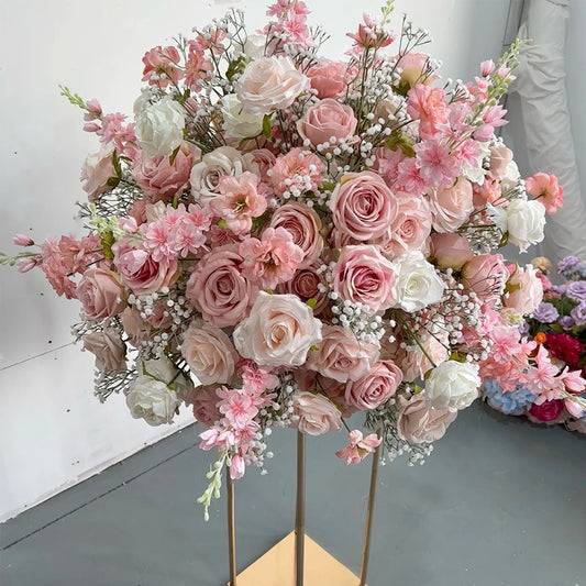 80/70/60/50/30cm Artificial Pink Large Flower Ball, Table Centerpiece for Special Event Decor, Floral Arrangement
