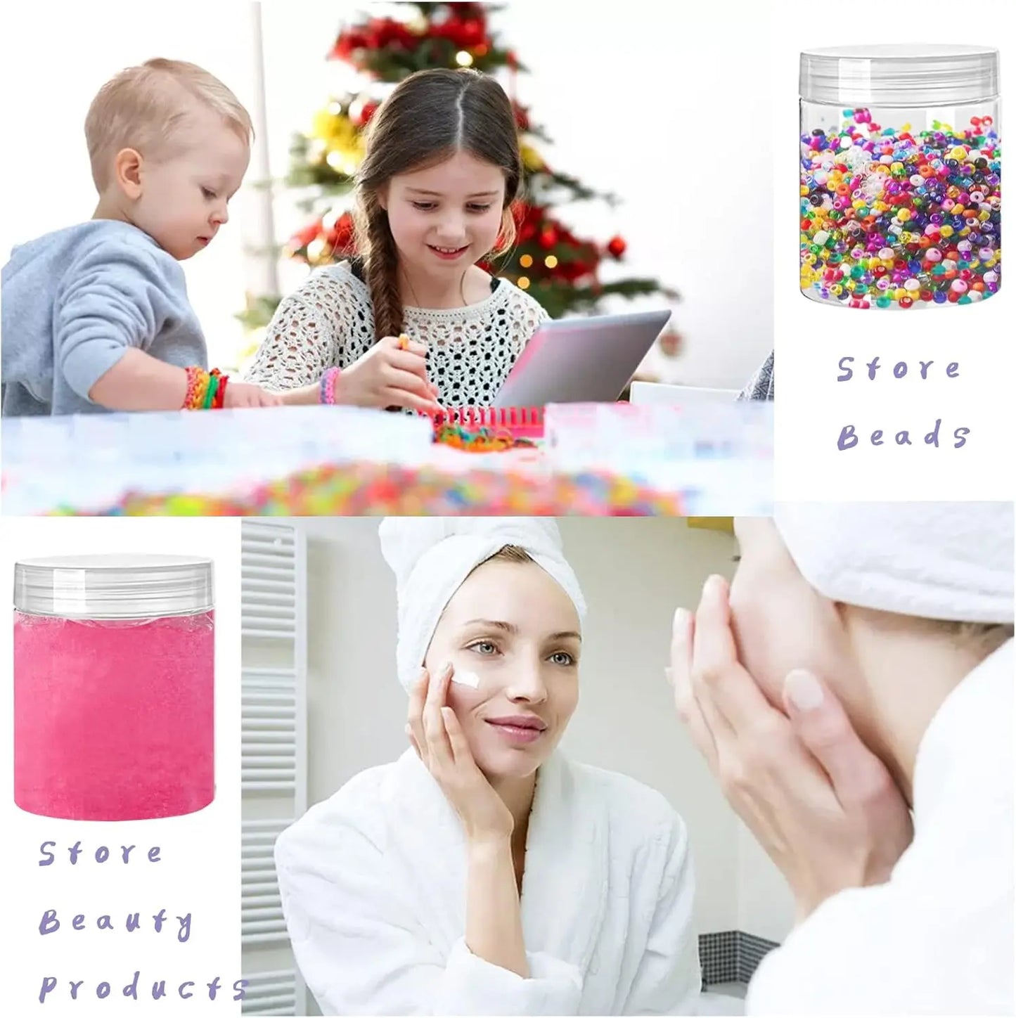 20 Pack 4oz Clear Plastic Jars with Lids,115ml Wide-Mouth Storage Containers for Candy,Beads,Lotion,Food