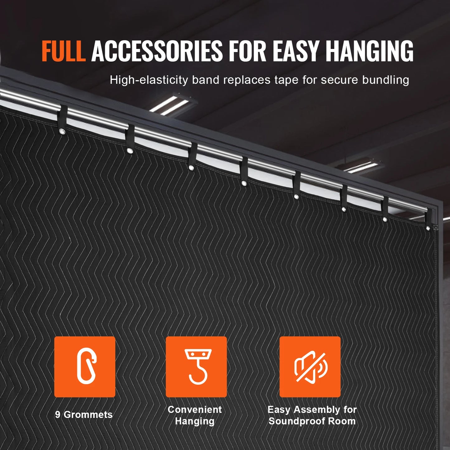 SucceBuy 96" x 80" Sound Dampening Blanket Studio Grommeted with Grommets Light Blocker for Door Acoustic Noise Blocking Blanket