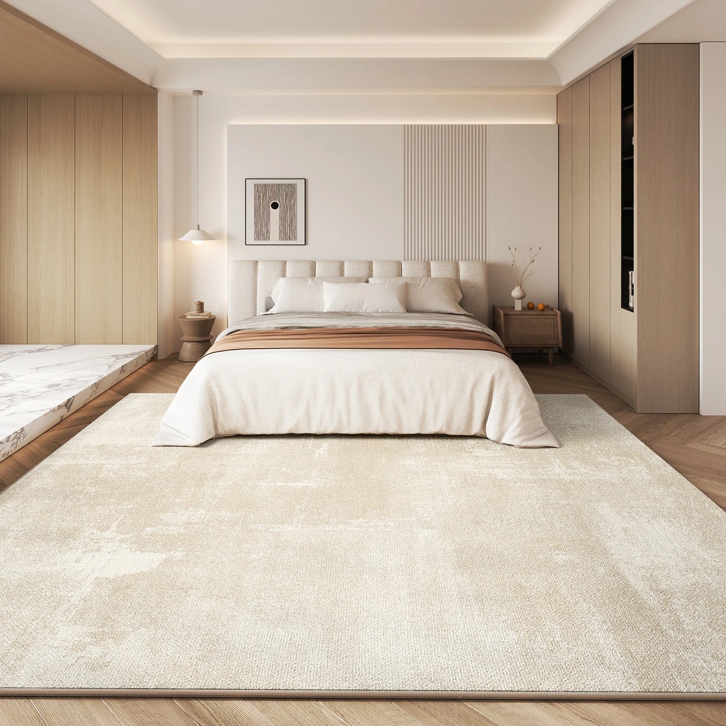 Cream Style Bedroom Decor Plush Carpet Thick Anti-slip Lounge Floor Mat Large Area Carpets for Living Room Fluffy Soft Study Rug