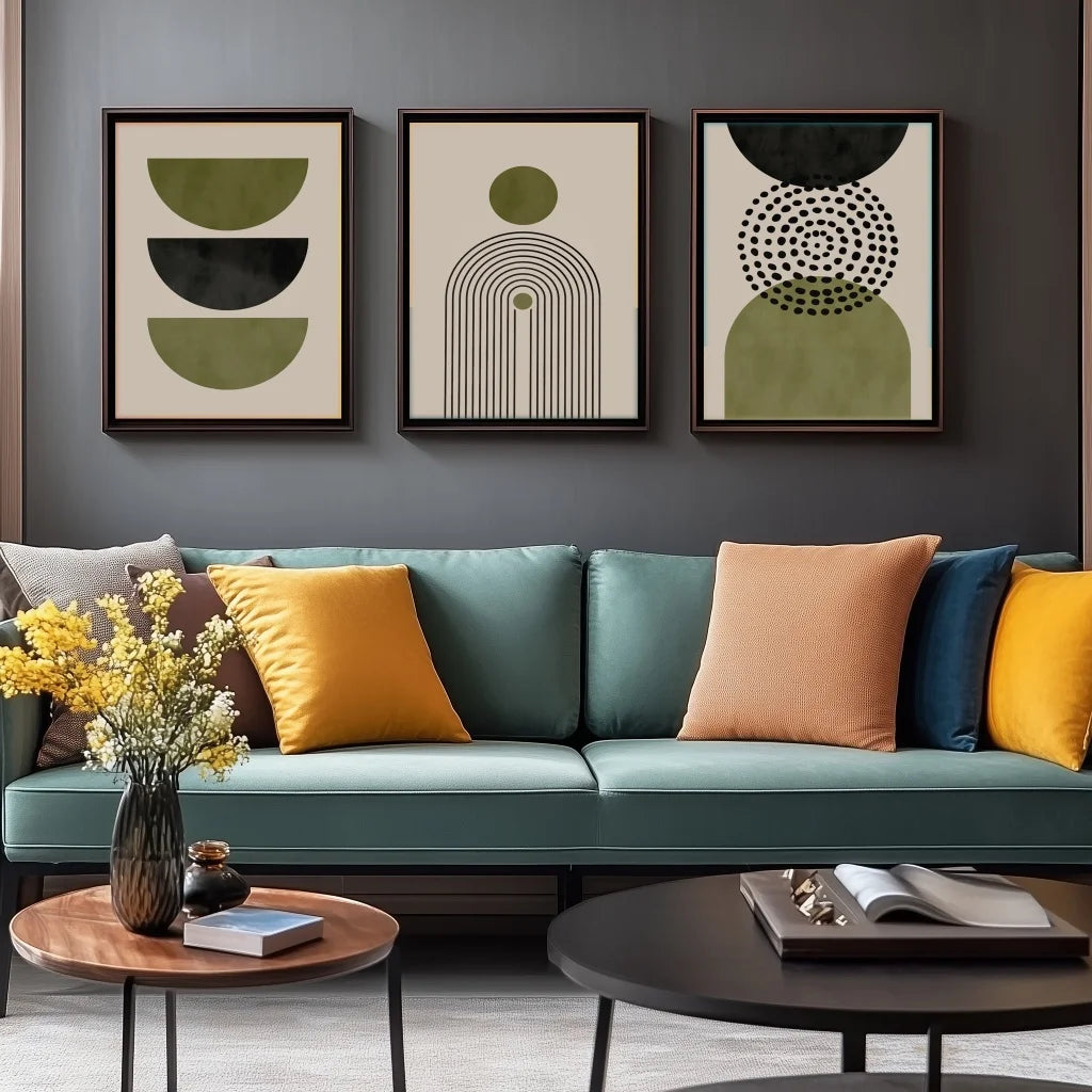Canvas Painting Abstract  Artwork for Home & Office Decor- Boho Print Modern Mid- Century Style Geometric Line Art Gift Poster