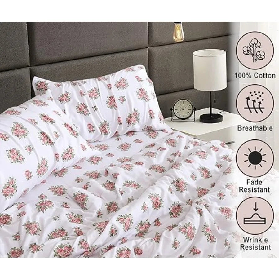 Flannel Sheets Size - 100% Cotton Double Brushed Size Sheets Set - Deep Pockets 16 Inch Bed Sheets - All Seasons Breathable and