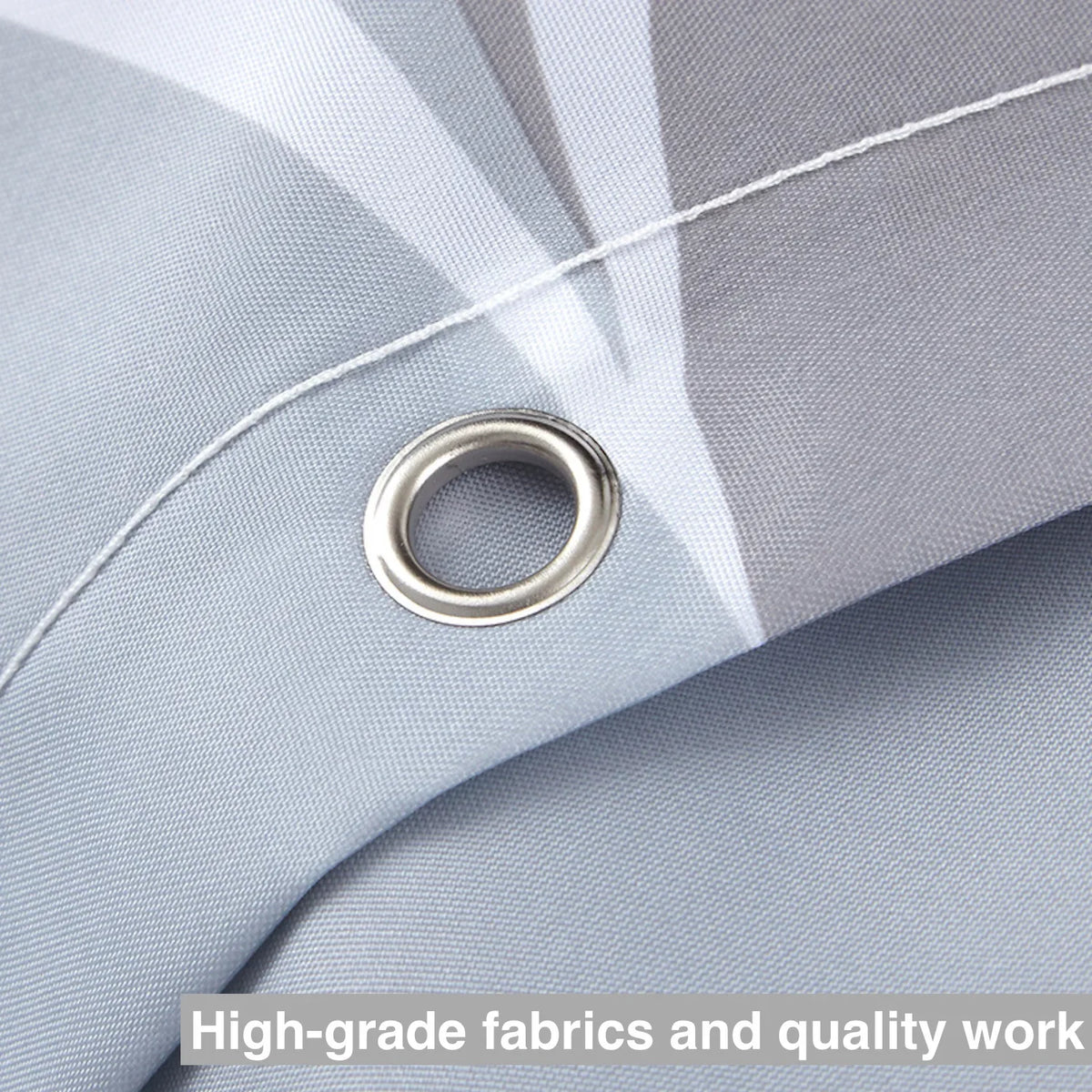 1pc Waterproof Gray Polyester Shower Curtain with Metal Grommets, 180*180cm Durable Fabric Bath Curtain for Bathroom Partitions