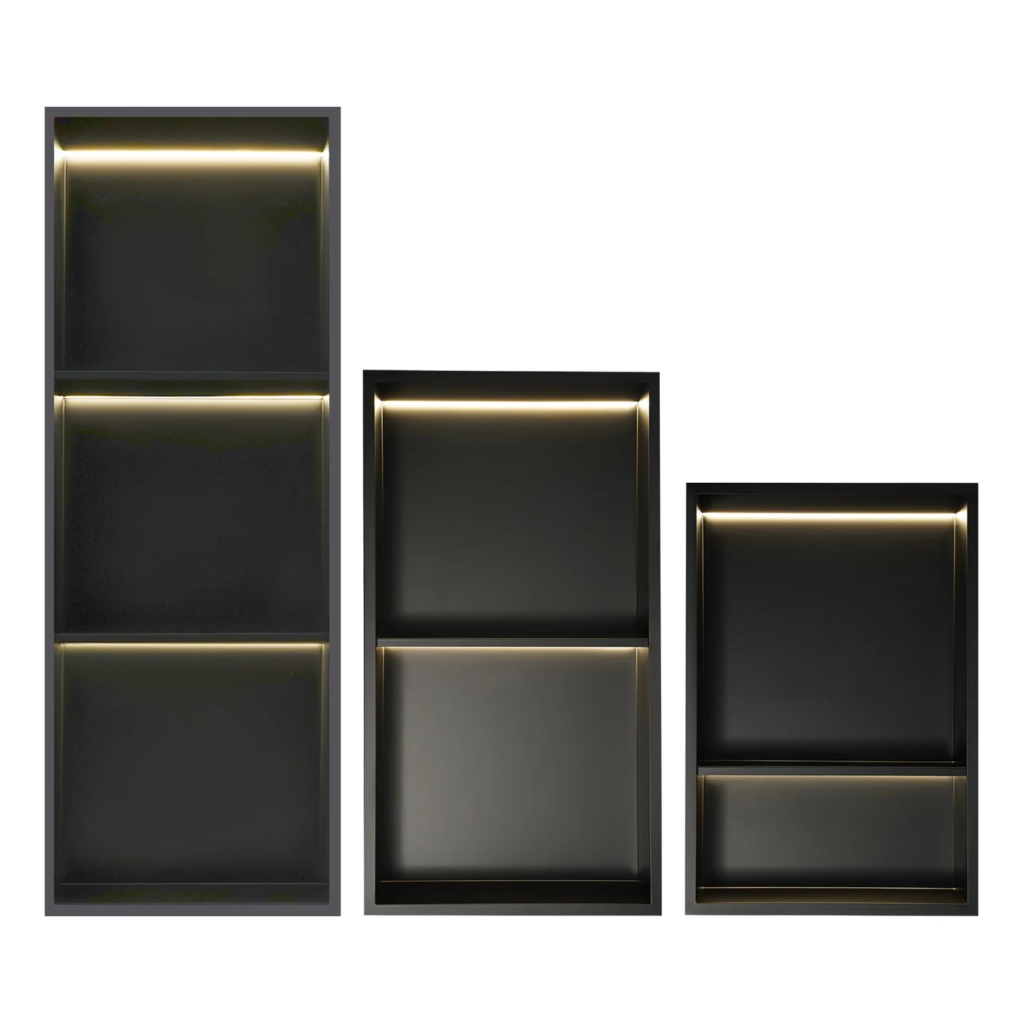 Stainless Steel Recessed Wall Niche with LED Light 2/3-Tier Bathroom Shelves Concealed Shower Niche Shelf Bathroom Cabinet