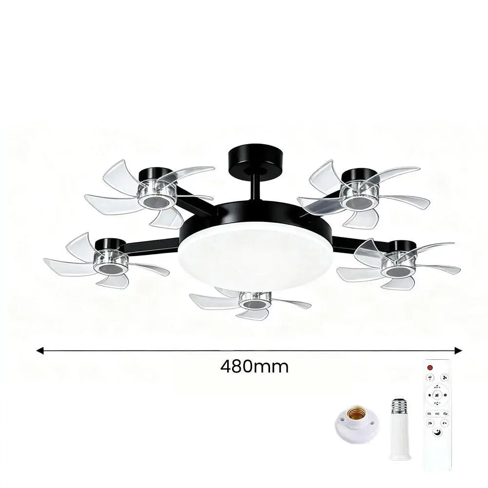LED Drone Style Ceiling Fan Light E27 Base Silent Brushless Motor Remote Control Three Speed Dimming forBedroom Dining Room Home