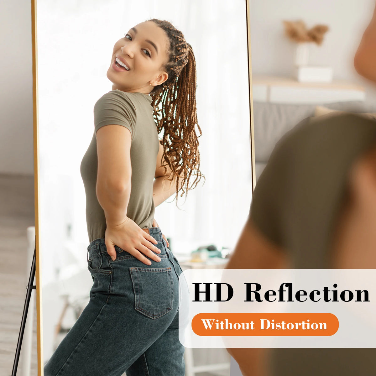 JHK Full Length Mirror with Stand 56"x15" Floor Mirror with Aluminum Alloy Frame Body Wall-Mounted Mirrors For Bedroom Bathroom
