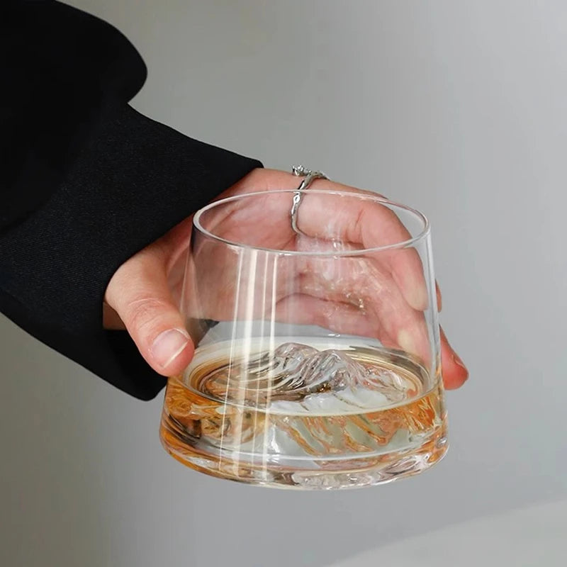 1/2pcs Glass Cup Mountain Whiskey Glass Transparent Beer Water Cup Milk Coffee Mug Tea Juice Drink Cup Bar Kitchen Drinkware