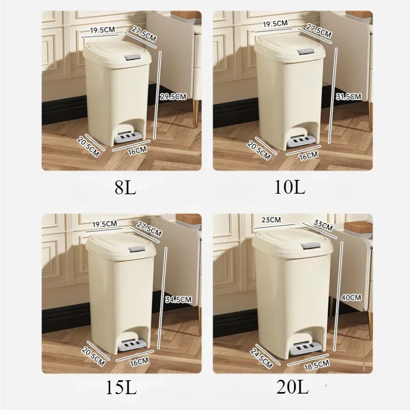 Household High-value Trash Can Light Luxury with Lid Foot Operated Bathroom Living Room Kitchen Large Capacity Butter Trash Can
