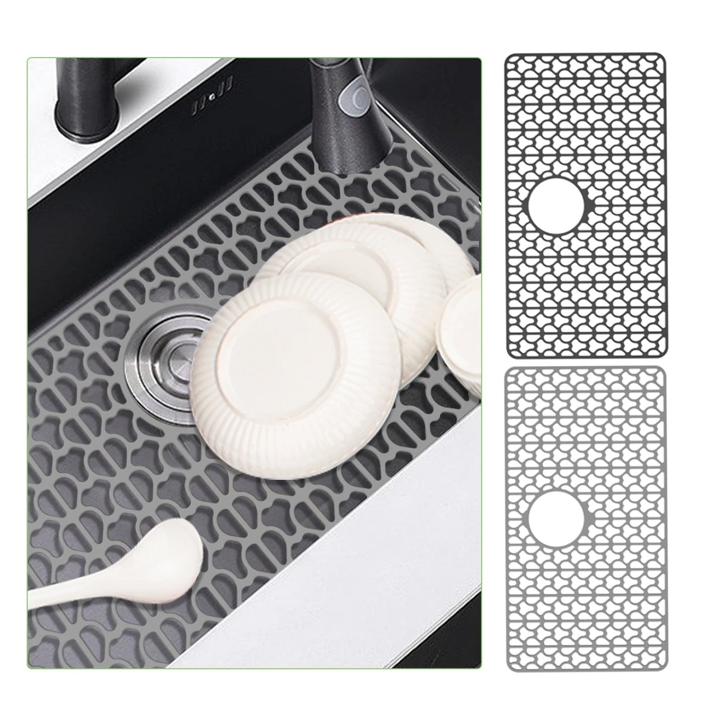 Silicone Kitchen Sink Mat Non SlipDishwashing Pad with Hollow DesignProtects Sink Bottom from Scratches Multi Functional Durable