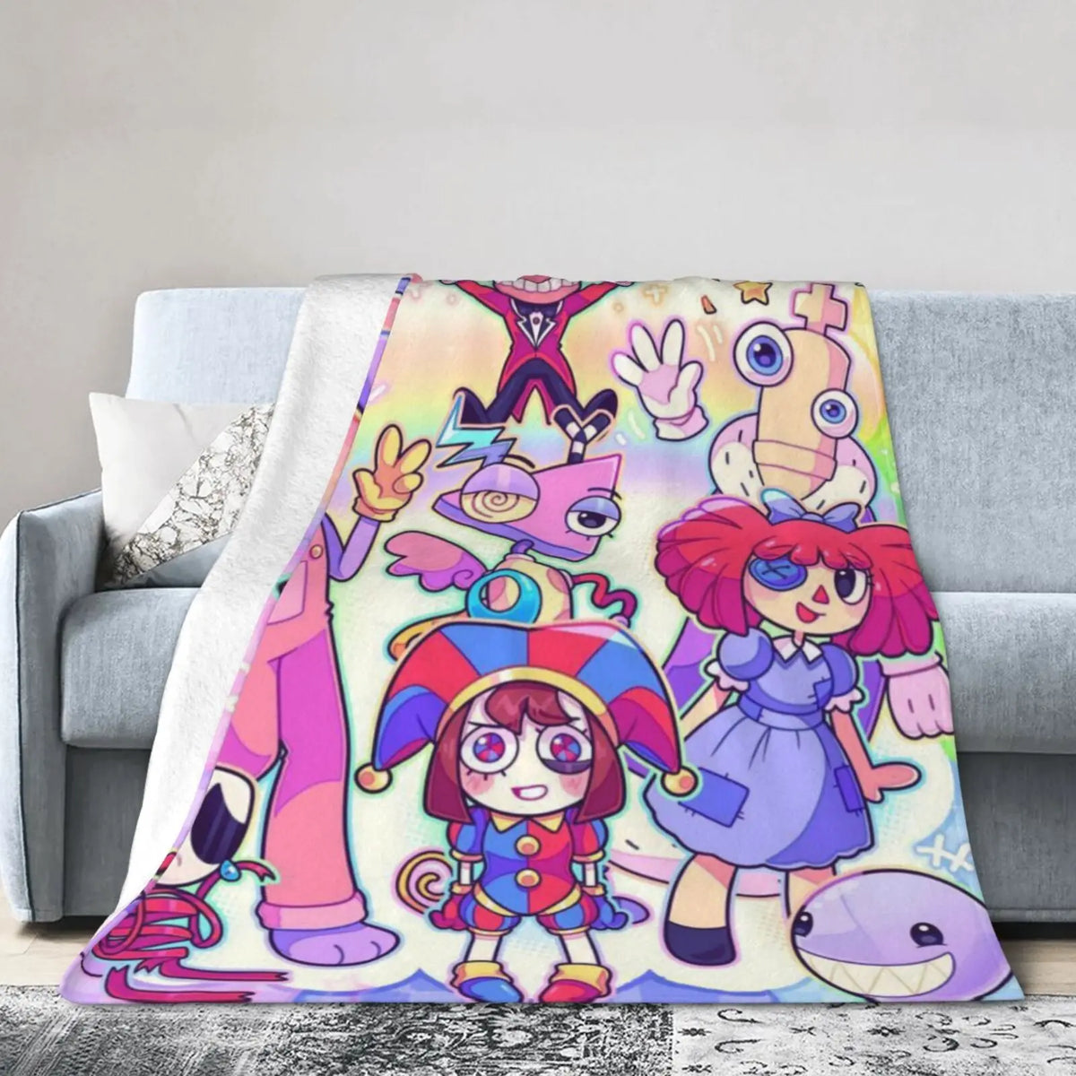A-Amazing D-Digital Anime Circus Cozy Super Soft Flannel Blanket, Funny Game Theme Warm Throw Blanket For Living Room,Home Decor