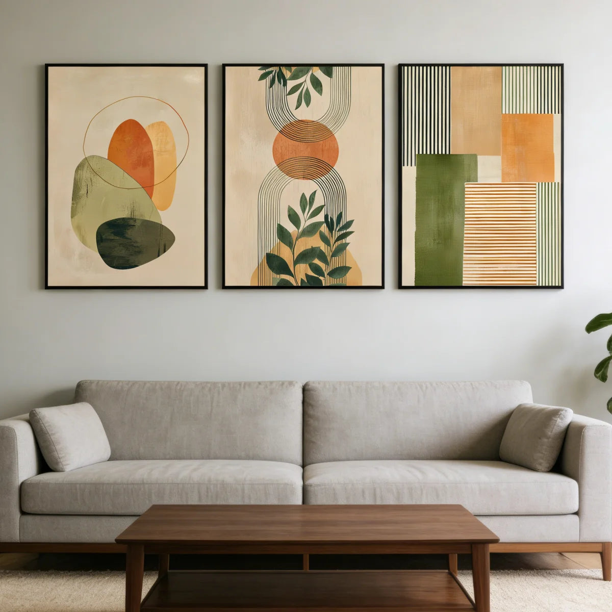 3pcs/set Bohemian Geometric Abstract Canvas Print Poster Mid-Century Botanical Art Prints Living Room Wall Art Home Decor Poster