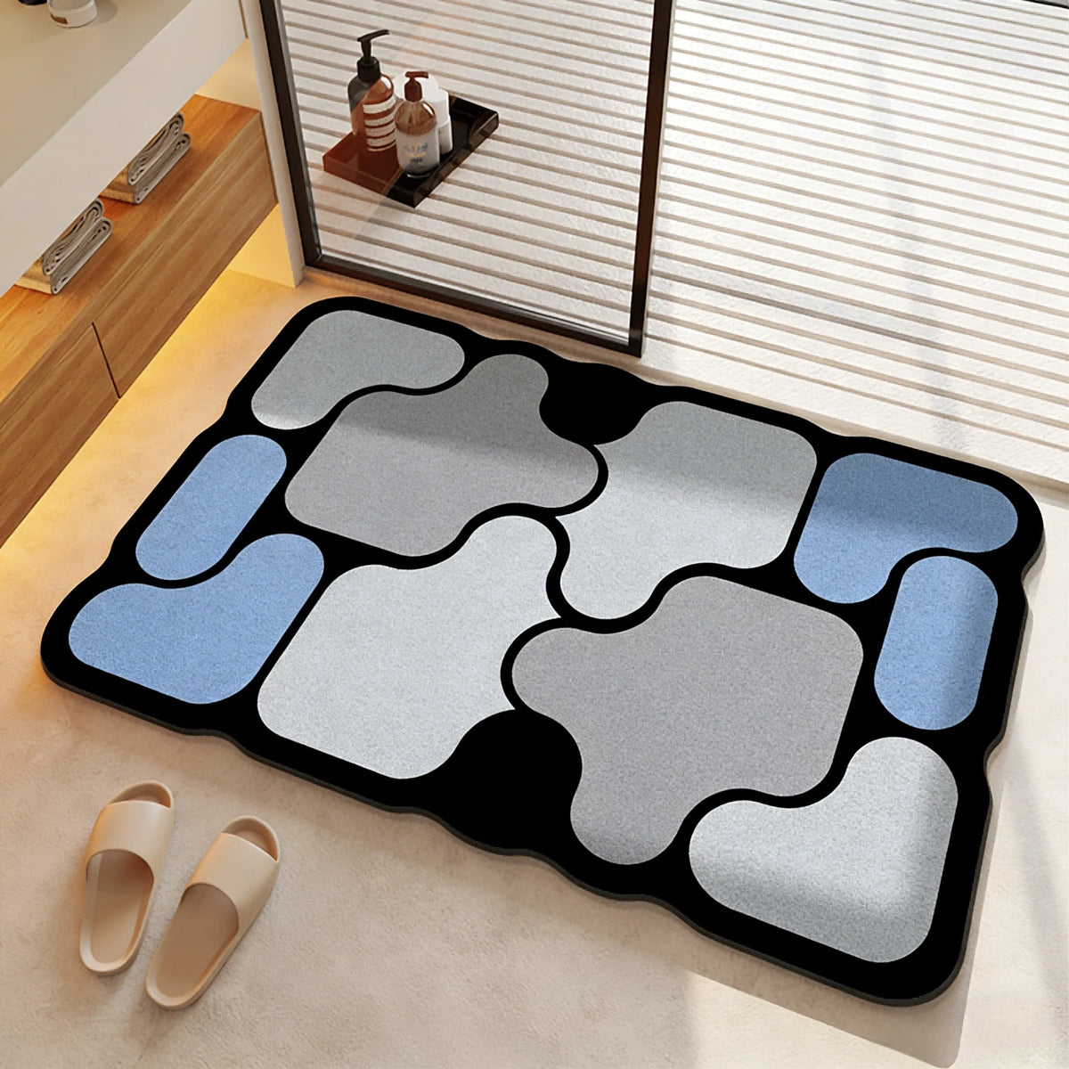 Square diatomaceous earth bathroom mat non-slip toilet mat door mat household foot mat