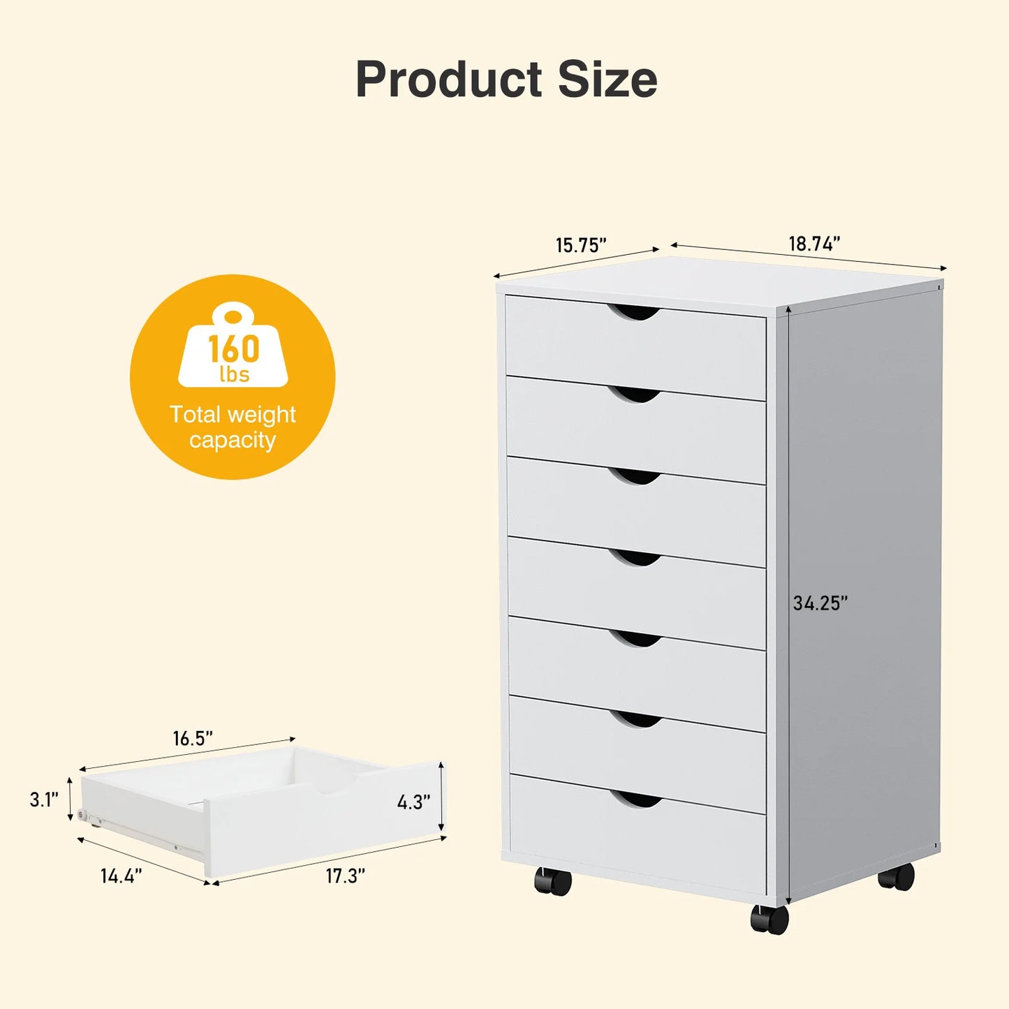 MCQ Wood 7 Drawer Cabinet For Living Room File Cabinet with Storage Under Desk Storage Organization Holds Printer Tables Storage Closet Chest Living Room Furniture