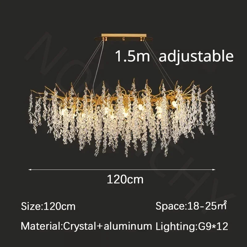 Branch-shaped Crystal Chandelier Living Room Art Home Decoration Indoor Loft Bedroom Ceiling Modern Luxury LED Chandelier Lustre