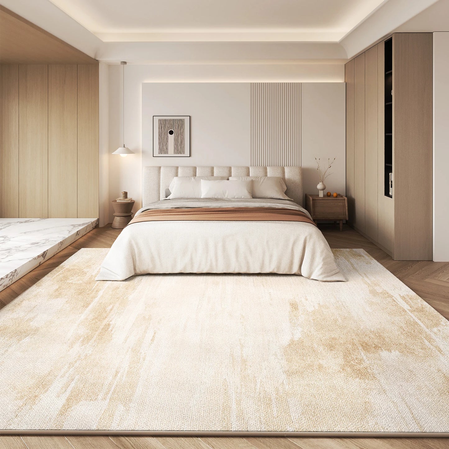 Cream Style Bedroom Decor Plush Carpet Thick Anti-slip Lounge Floor Mat Large Area Carpets for Living Room Fluffy Soft Study Rug