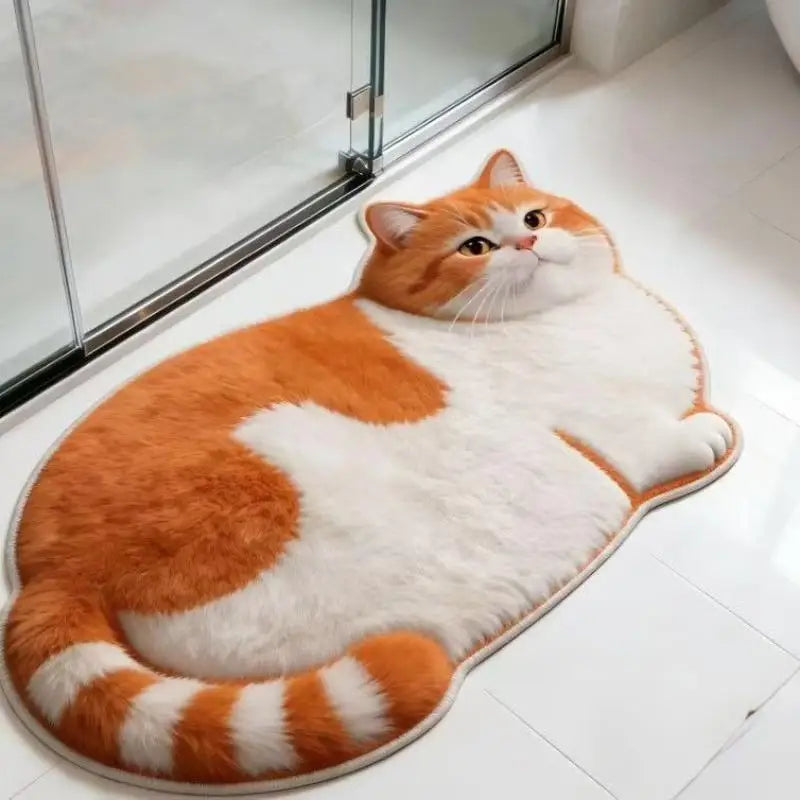 High Absorption Non Slip Cat Design Bath Mat in Diatomite for Quick Drying