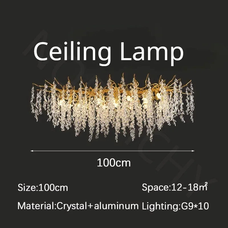 Branch-shaped Crystal Chandelier Living Room Art Home Decoration Indoor Loft Bedroom Ceiling Modern Luxury LED Chandelier Lustre