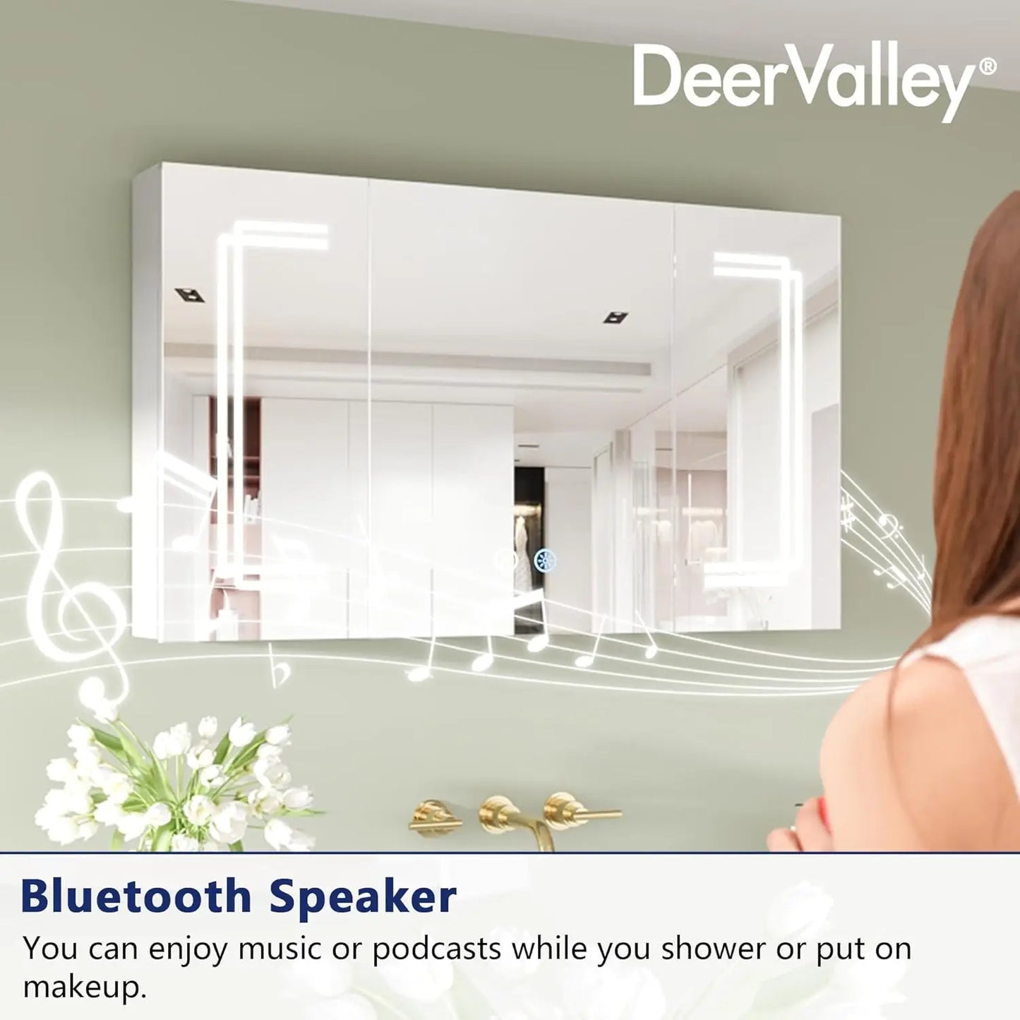 Medicine Cabinets for Bathroom with Mirror, 39.97"x 23.62" Wall Mounted LED Medicine Cabinet Organizer, Customized