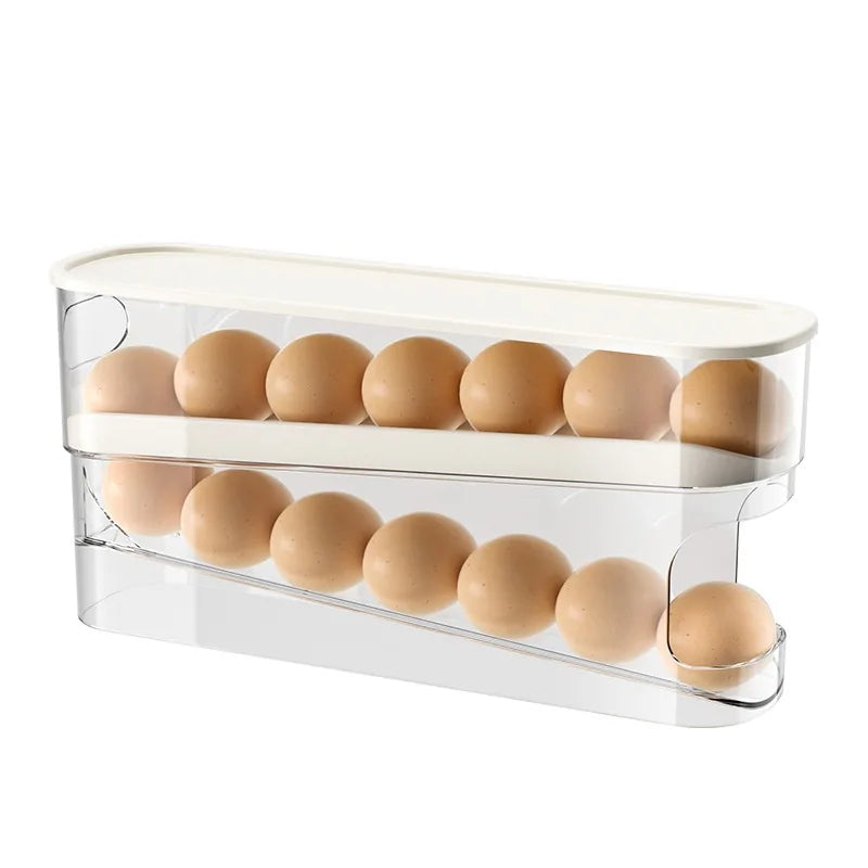 Auto Rolling Fridge Egg Organizer, Space Saving Eggs Dispenser for Refrigerator Storager, Home Egg Holder, 1 pack