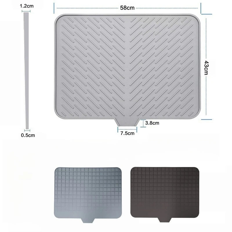 Silicone Drain Mat Sink Countertop Tableware High Temperature Resistance Heat Insulation Diversion Kitchen Drain Mat Placemat